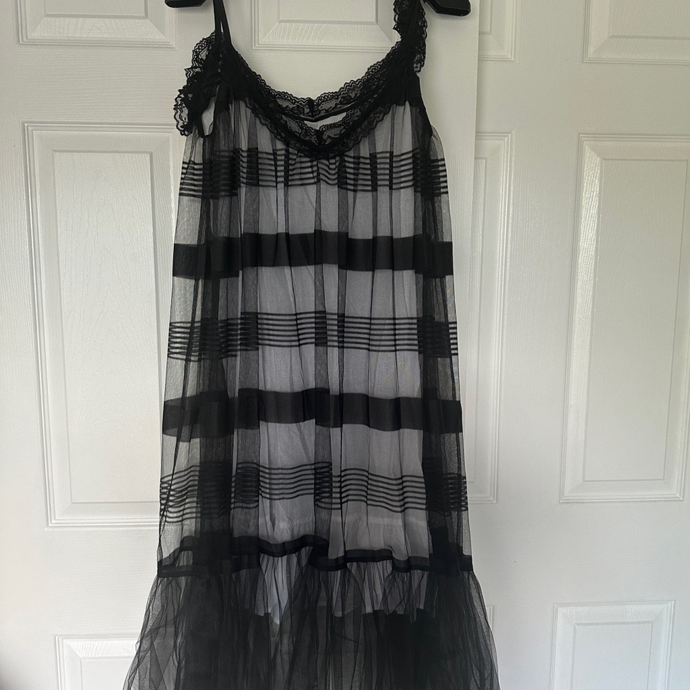 Black and White Striped Lace Dress. Size M.